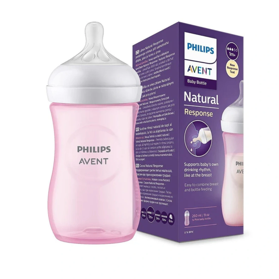 Chupón Anticólico Natural 3.0 Avent Rosado 260ml / 9oz SCY90311 - Imagen 3