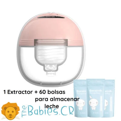 Extractor eléctrico inalámbrico manos libres + 60 bolsas para almacenar leche